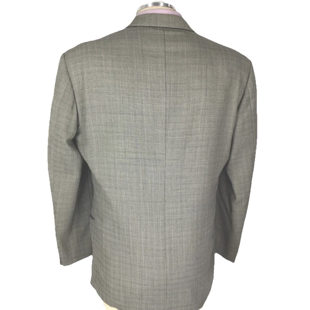 42R Giorgio Armani Italy Mens Vintage 2 Button Blazer Jacket Lt Gray Tattersall - Picture 14 of 15